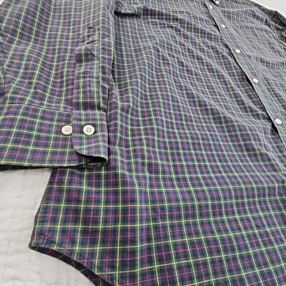 Ralph Lauren Green Label Shirt Men's 17 1/2 32/33 No Iron Plaid Green Blue EUC - Picture 3 of 15